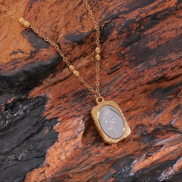 18K Gold Plated Rose Pendant Necklace - Picture 7 of 13